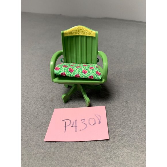 Loving Family Green Office Swivel Chair Dollhouse Furniture with Floral Cushion - Picture 5 of 5